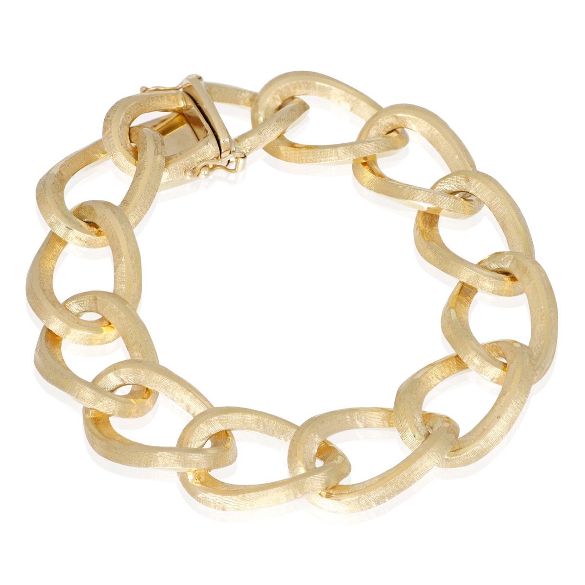  Bracciale a catena satinato con bordi lucidi con chiusura a cassonetto lungo cm 19,5 largo 15mm - LUSSO ITALIANO