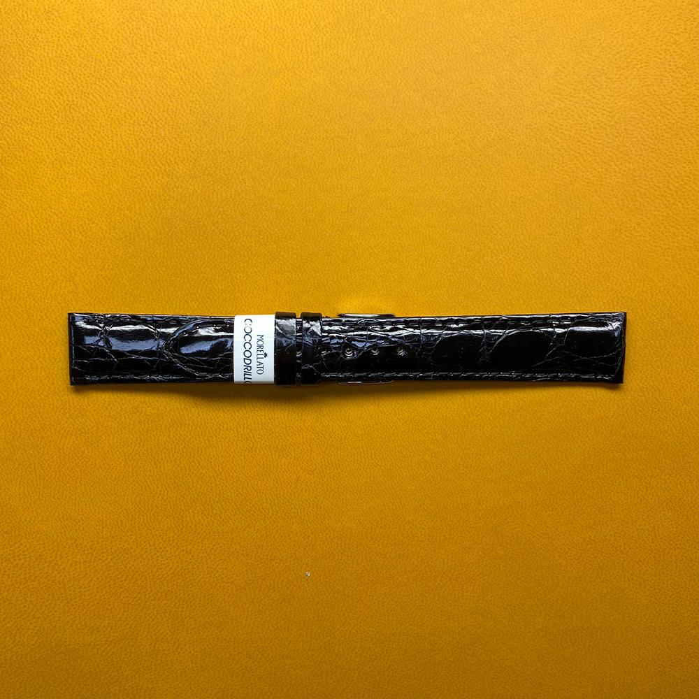 Cinturino coccodrillo nero semimbottito 18-16mm - MORELLATO