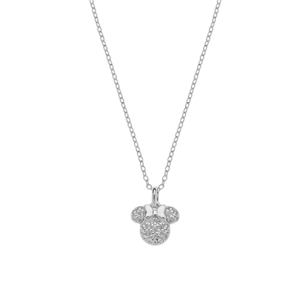 Disney Minnie Kids Necklace Silver 925 White Crystals - DISNEY