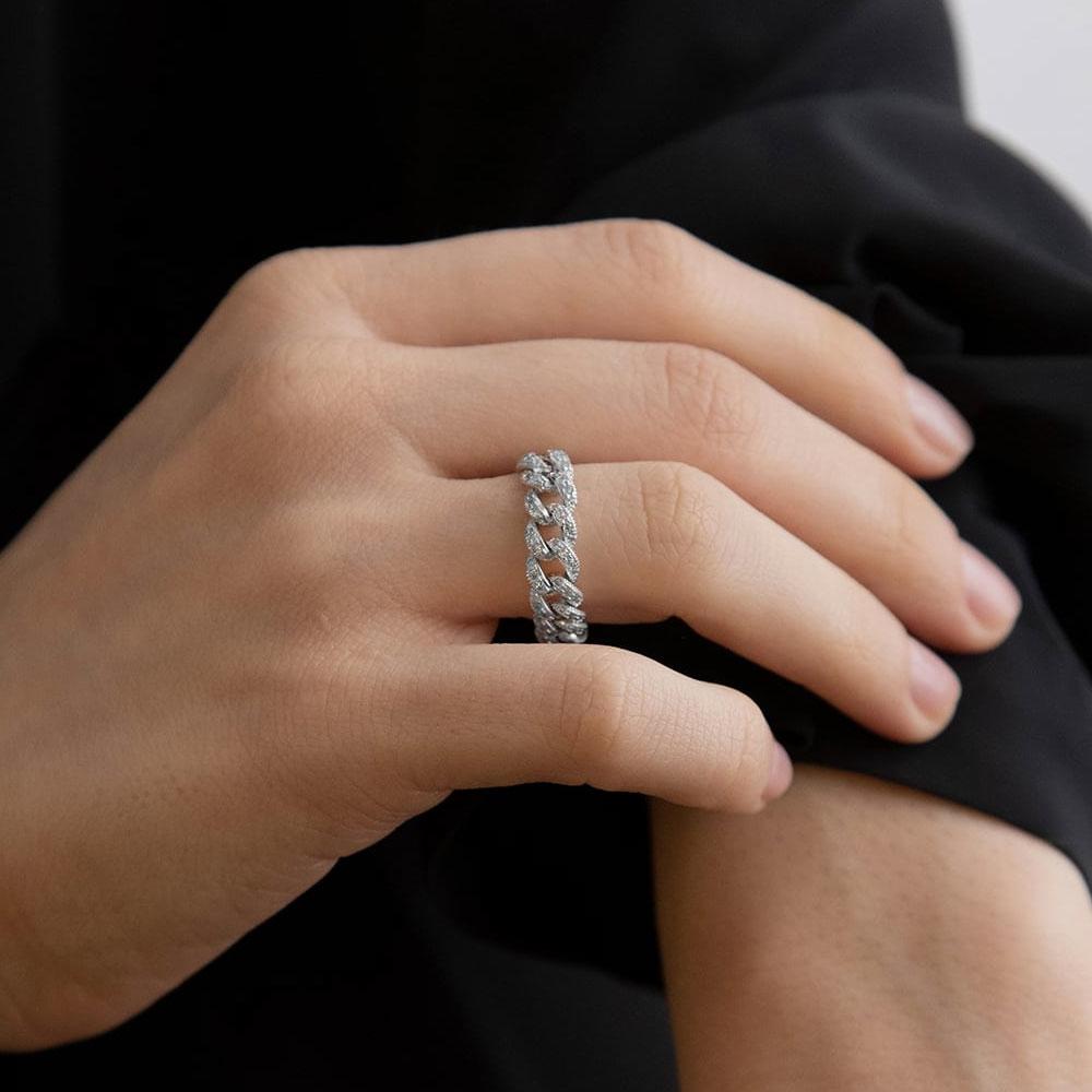  Nove25 shiny rhodium-plated silver soft cubic zirconia ring - NOVE25