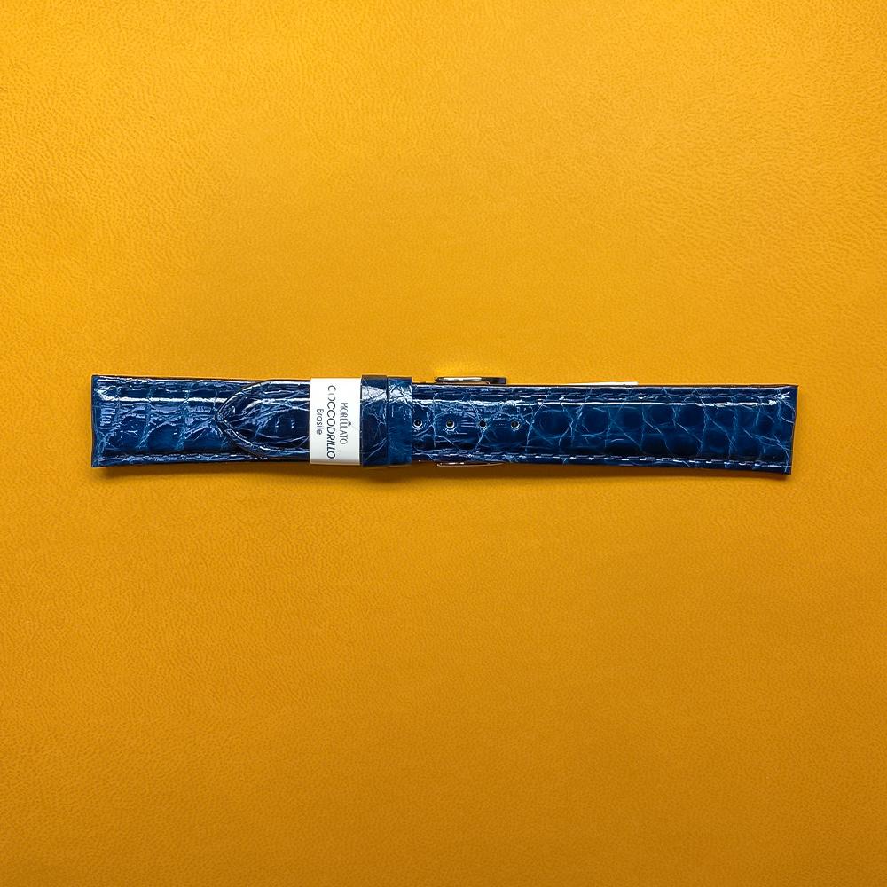 Cinturino coccodrillo blu semimbottito 18-16mm - MORELLATO