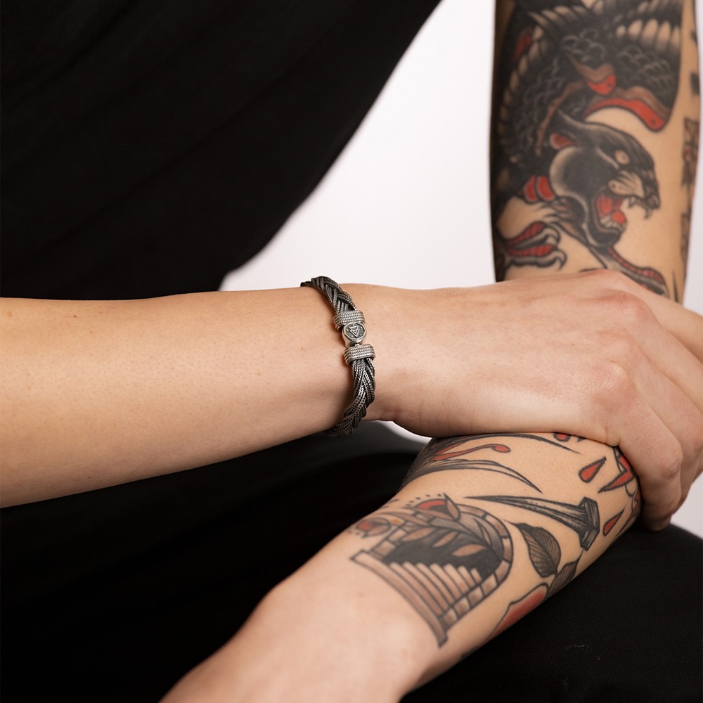 Bracciale matrix argento brunito lucido Nove25 - NOVE25