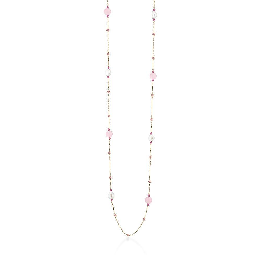 Collana perle e gemme rosa Glamour argento LGNK515.2 - GLAMOUR