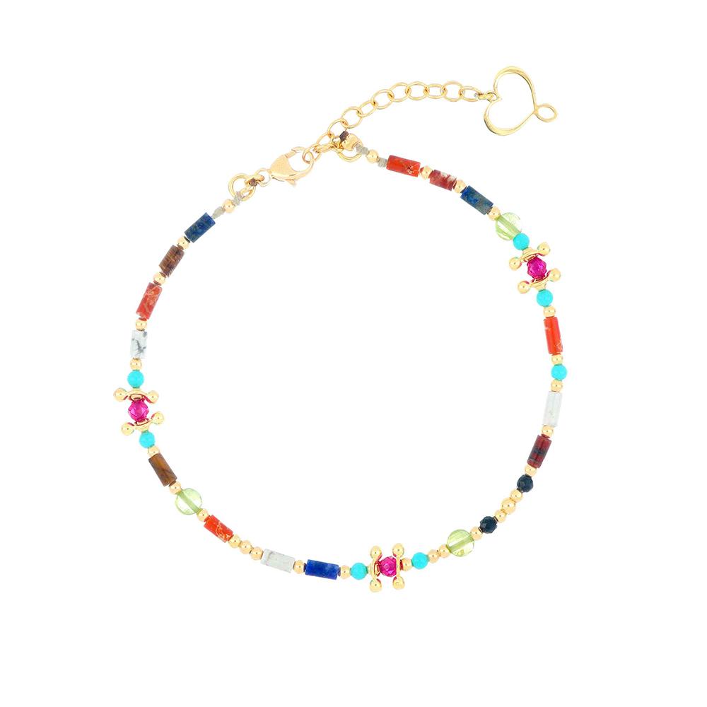 Bracciale estivo in argento per ragazza realizzato con pietre colorate dal brand Maman et Sophie.