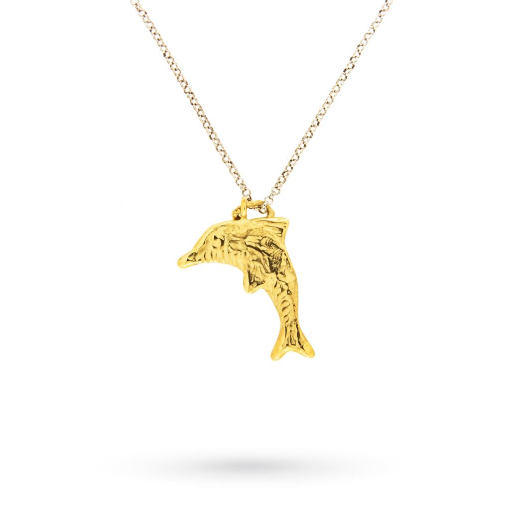 Dolphin gold pendant with silver chain 40cm - QUAGLIA