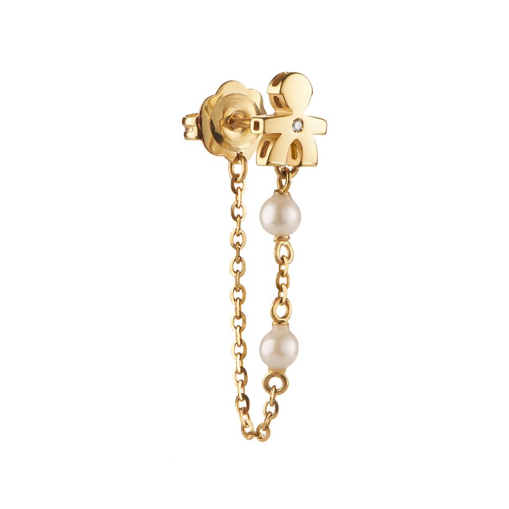 LeBebe single earring LBB838 boy chain yellow gold pearls diamond ct 0,005 - LE BEBE