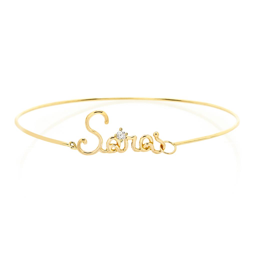 18kt yellow gold bracelet with name SARA and diamond - GOVONI