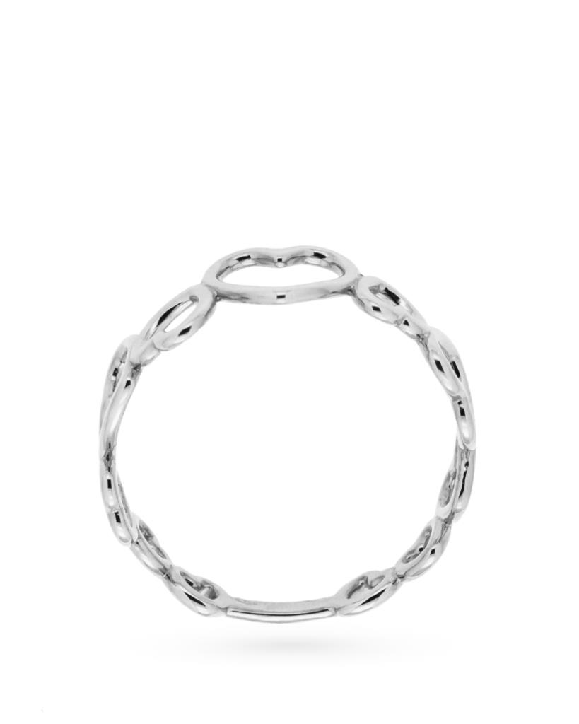 Anello filo oro bianco cuori alternati sfalsati - LUSSO ITALIANO