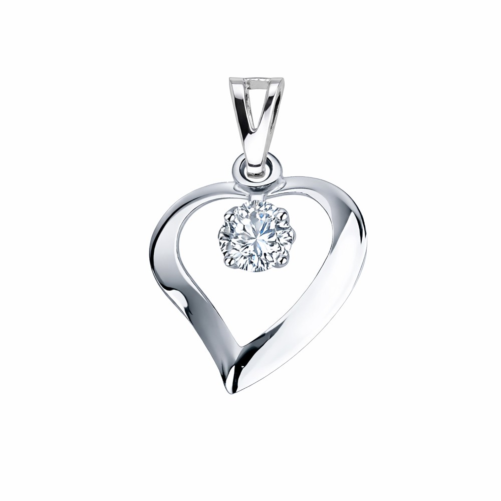 Ciondolo a cuore con zircone centrale da 5 mm