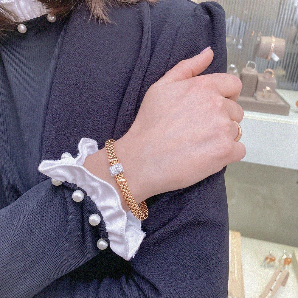 Bracciale Fope 561B PAVEM FlexIt oro rosa bianco diamanti - FOPE