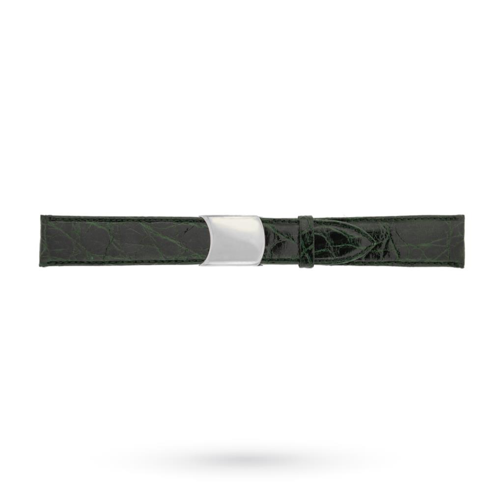 Cinturino coccodrillo verde 18-16mm fibbia deployante acciaio - BROS