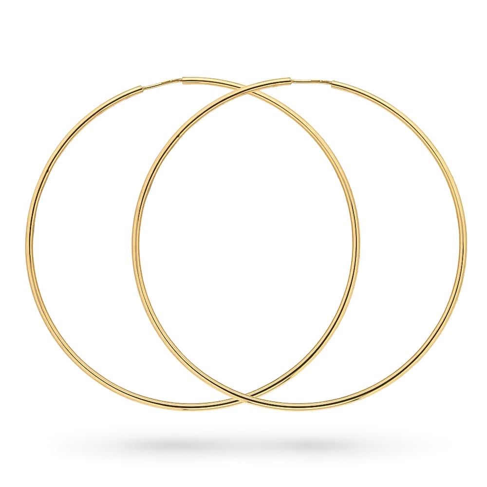 Orecchini cerchio oro giallo canna liscia sottile Ø 6cm - UNBRANDED