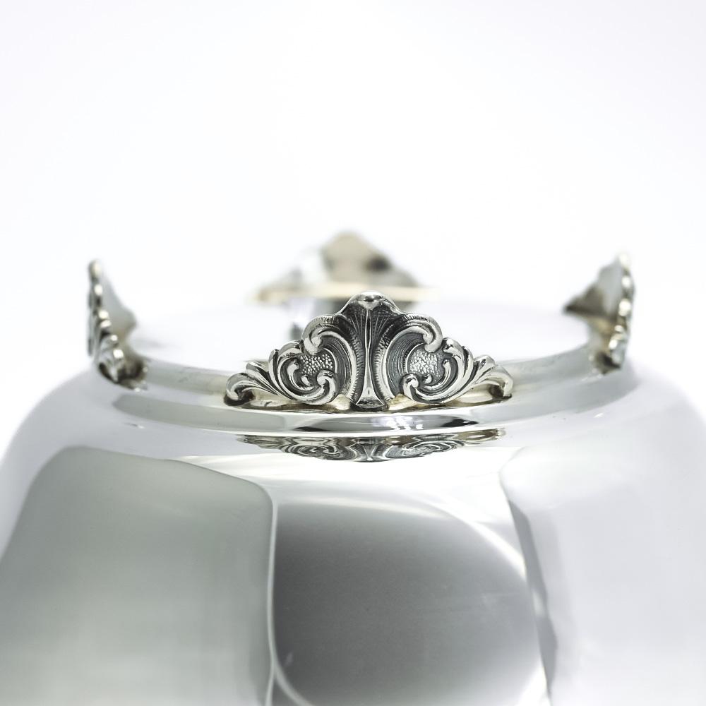  Bowl with handles 800 silver, feet and floral details - 