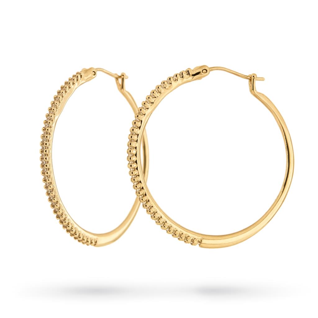 Yellow gold hoop earrings and zircons Ø 31mm - UNBRANDED