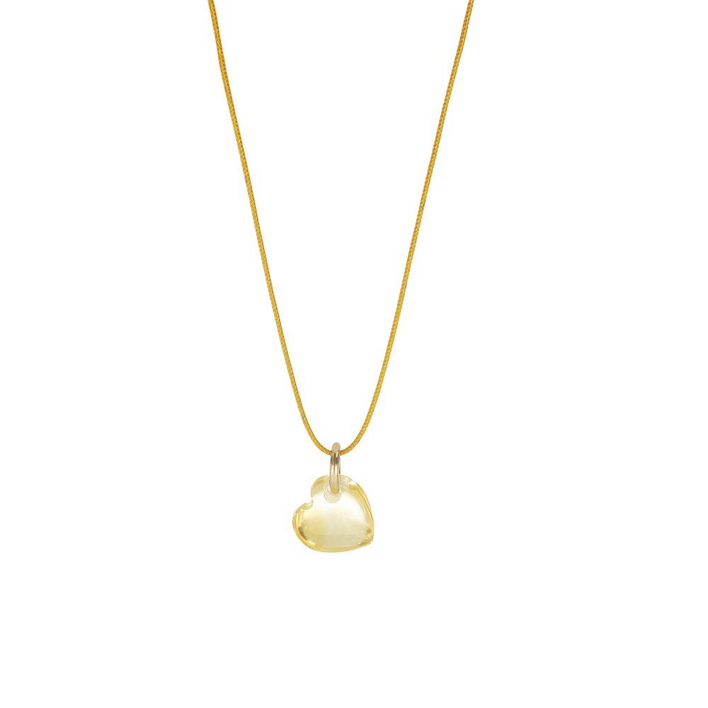 18Kt Gold Heart Pendant with Yellow Amethyst - MAMAN ET SOPHIE