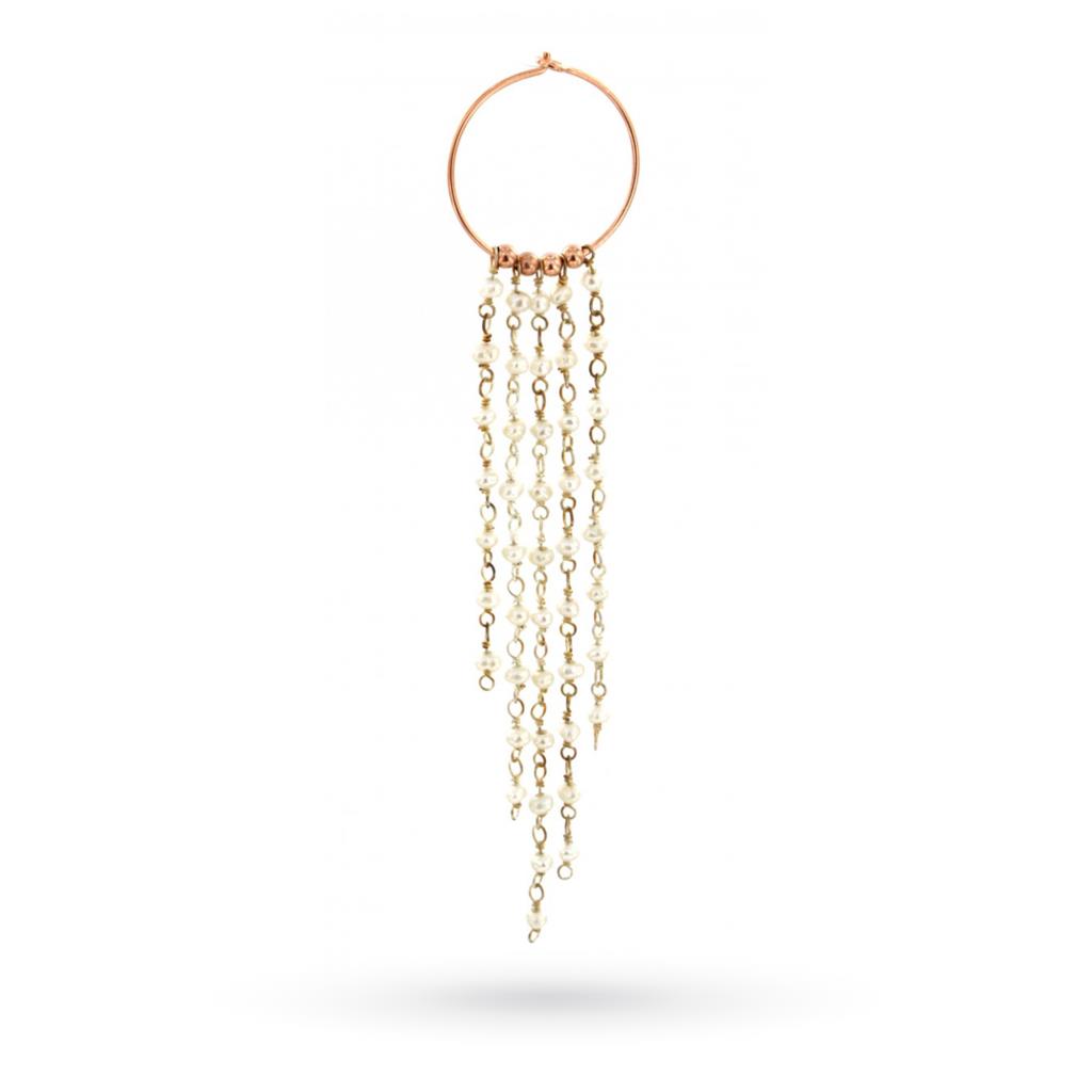 Single hoop earring with pearls in 925 silver - MAMAN ET SOPHIE