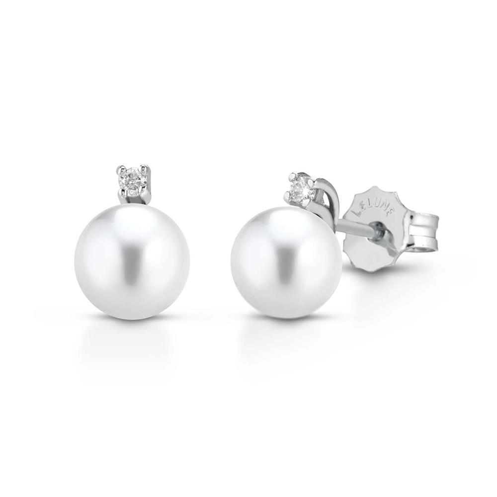 Orecchini di perle bianche con montatura in oro bianco 18kt