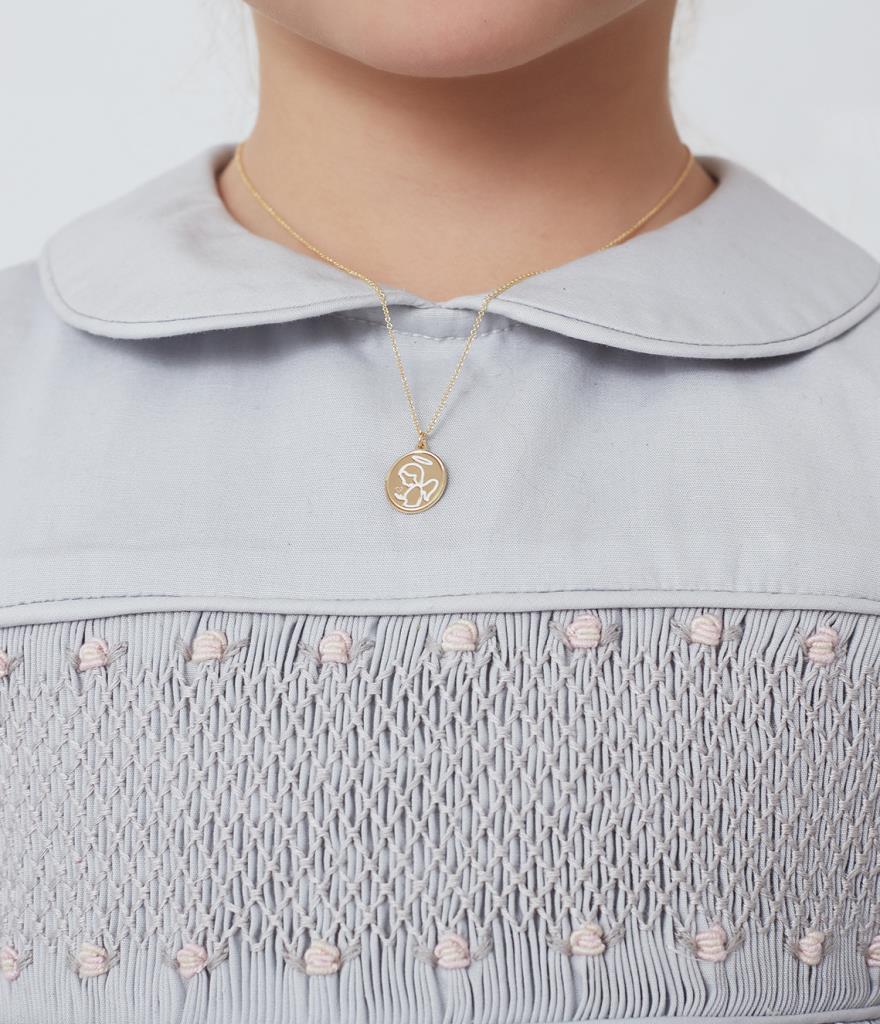  9kt yellow gold necklace with angel charm and engraved heart - LE BEBE