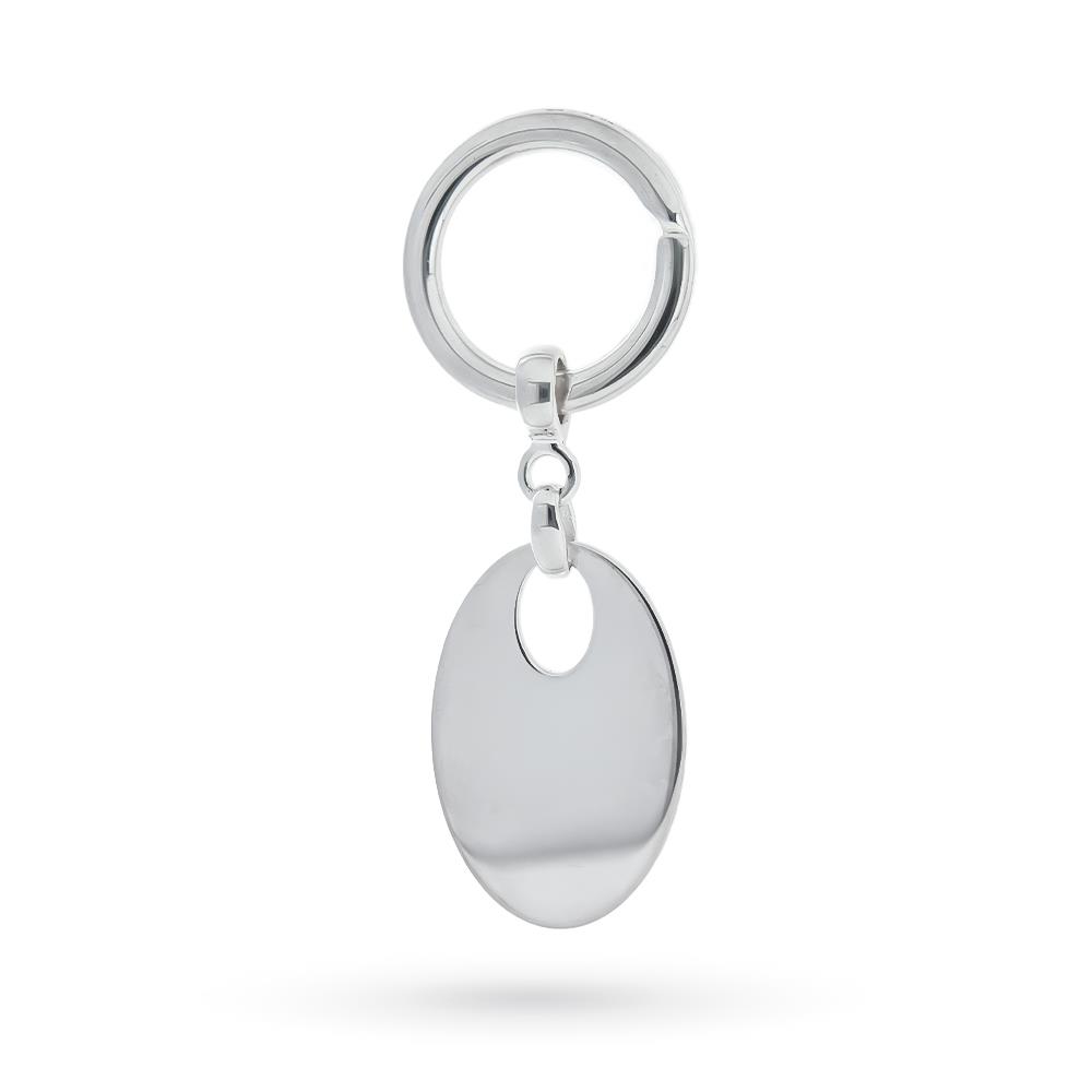 Portachiavi argento 925 piastra ovale lucida - LUSSO ITALIANO