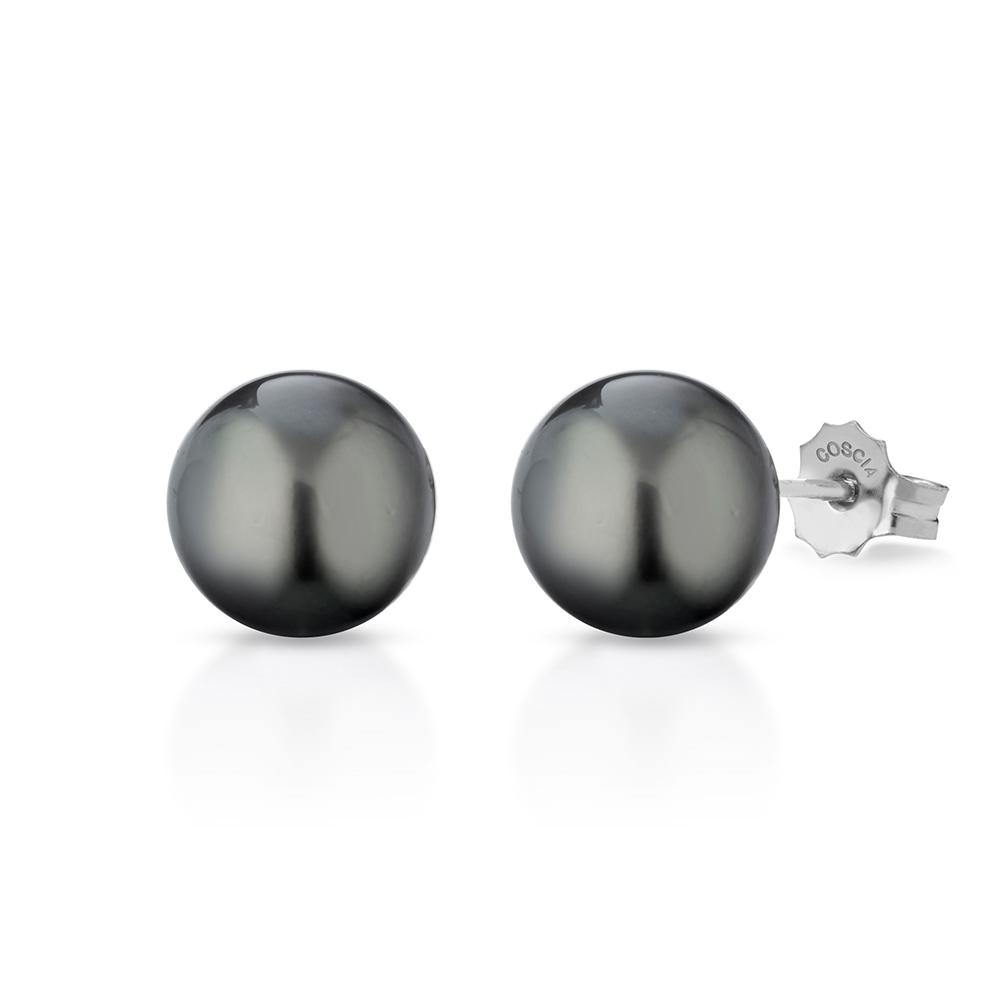  18kt white gold stud earrings with Tahiti pearl - COSCIA