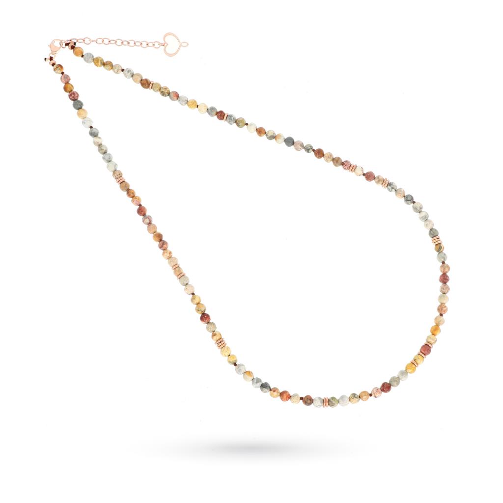 Long necklace with jasper and pink silver - MAMAN ET SOPHIE