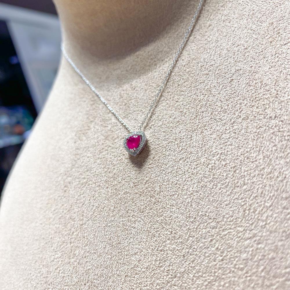  Girocollo oro bianco rubino cuore 0,51ct diamanti 0,08ct Mirco Visconti - MIRCO VISCONTI