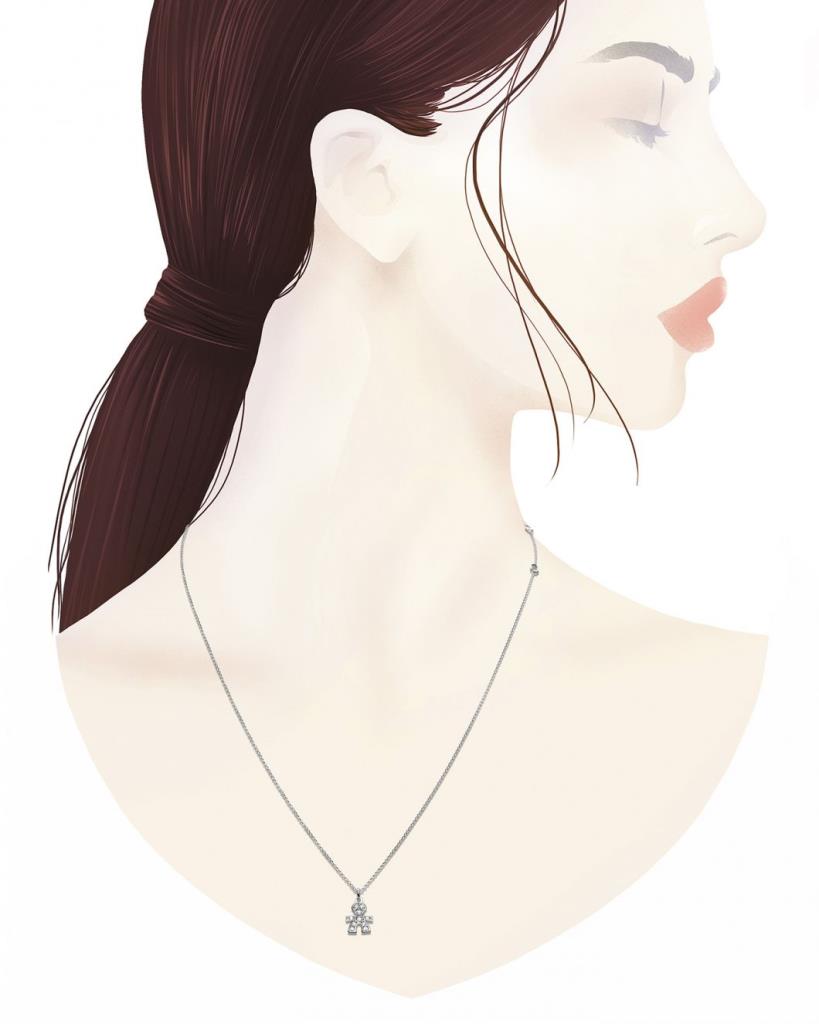  Girocollo leBebe LBB335 Ciondolo briciole bimbo oro bianco pave - LE BEBE