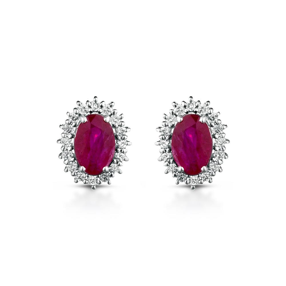 Gold earrings with diamonds and 1,16ct rubies - LELUNE
