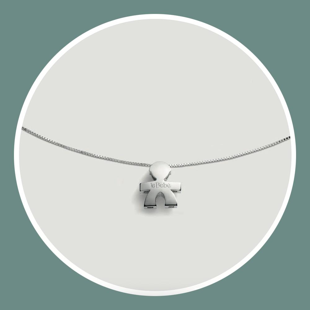  Collana leBebe LBB920 sagoma bimbo oro bianco 18kt - LE BEBE