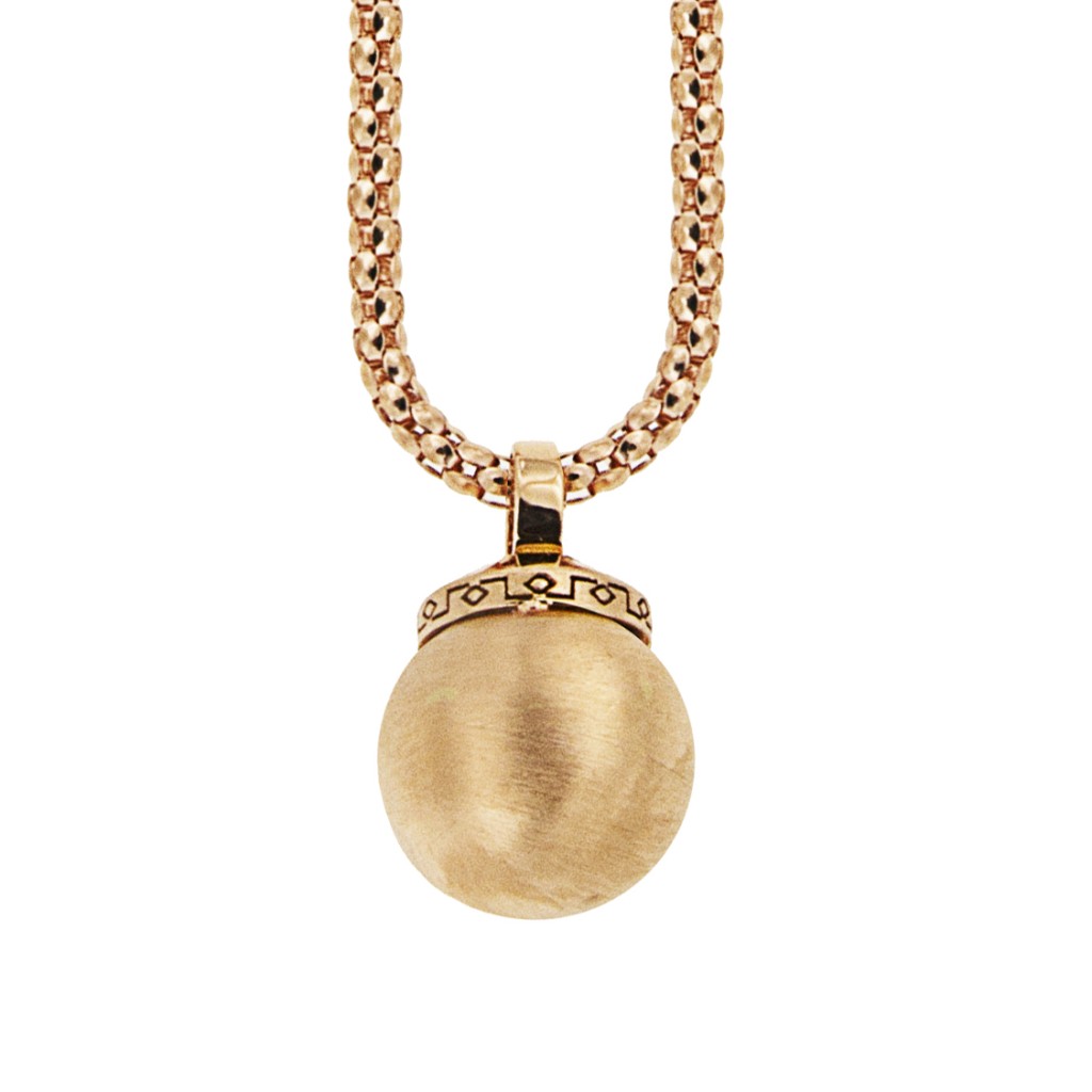 Rose gold chain with satin-finish pendant sphere 45 cm - LUSSO ITALIANO