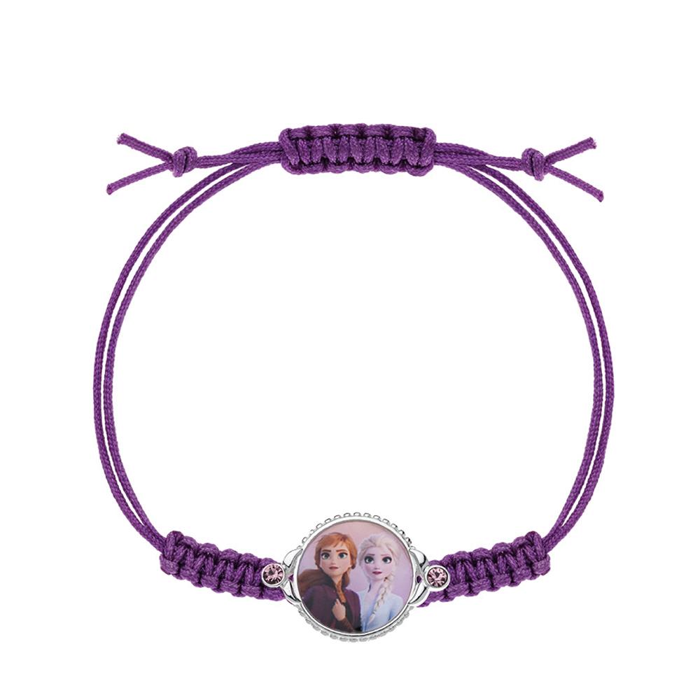 Children's bracelet Disney Frozen Elsa Anna purple cord enamels - DISNEY