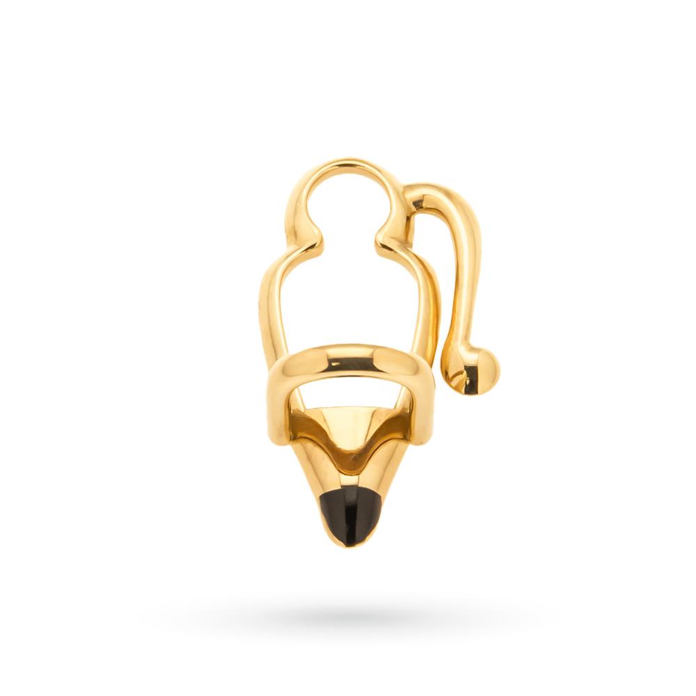 WithThee glasses holder in 18kt yellow gold and black enamel - CICALA