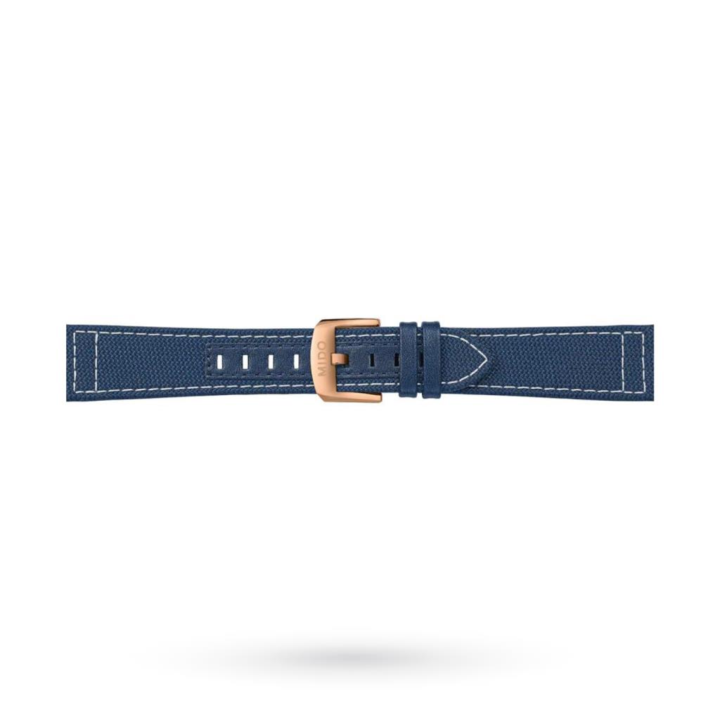 Mido blue technical fabric strap 21mm pink PVD buckle - MIDO