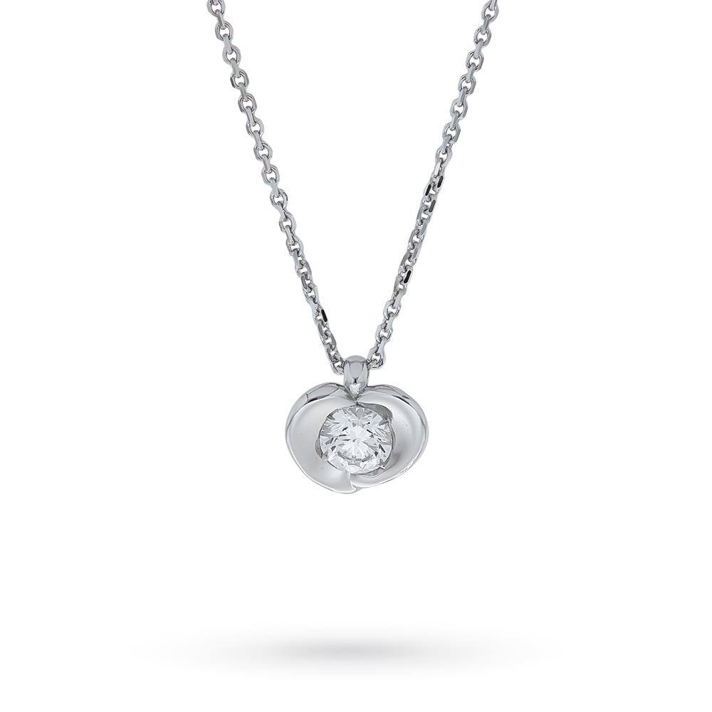 Girocollo punto luce diamante 0,17ct castone cuore - WORLD DIAMOND GROUP