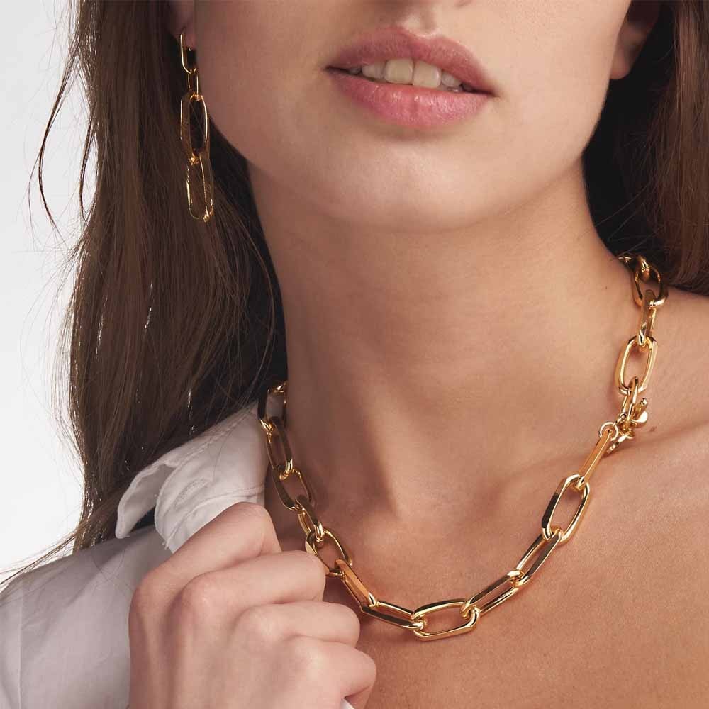  Orecchini Unoaerre 2024 in bronzo dorato catena forzatina - UNOAERRE