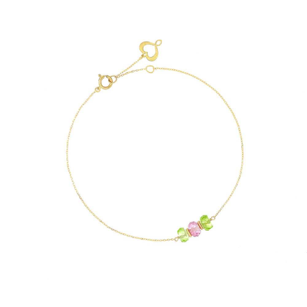 Bracciale 18Kt Peridoto Verde E Topazio Rosa - MAMAN ET SOPHIE