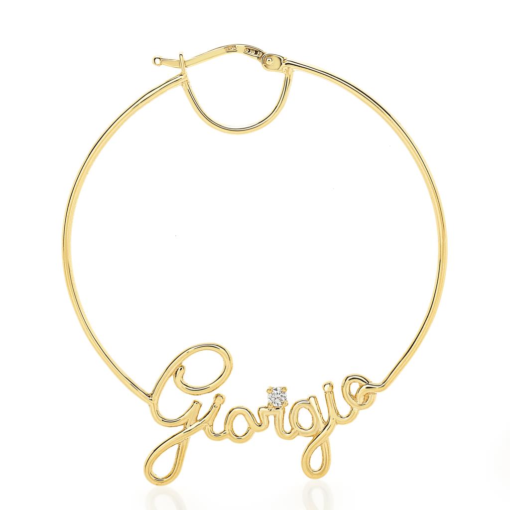 Orecchino singolo con nome GIORGIA filo oro giallo e diamante - GOVONI