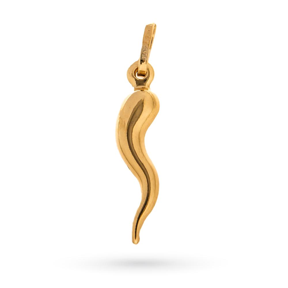 Smooth polished 18kt yellow gold horn pendant - LUSSO ITALIANO