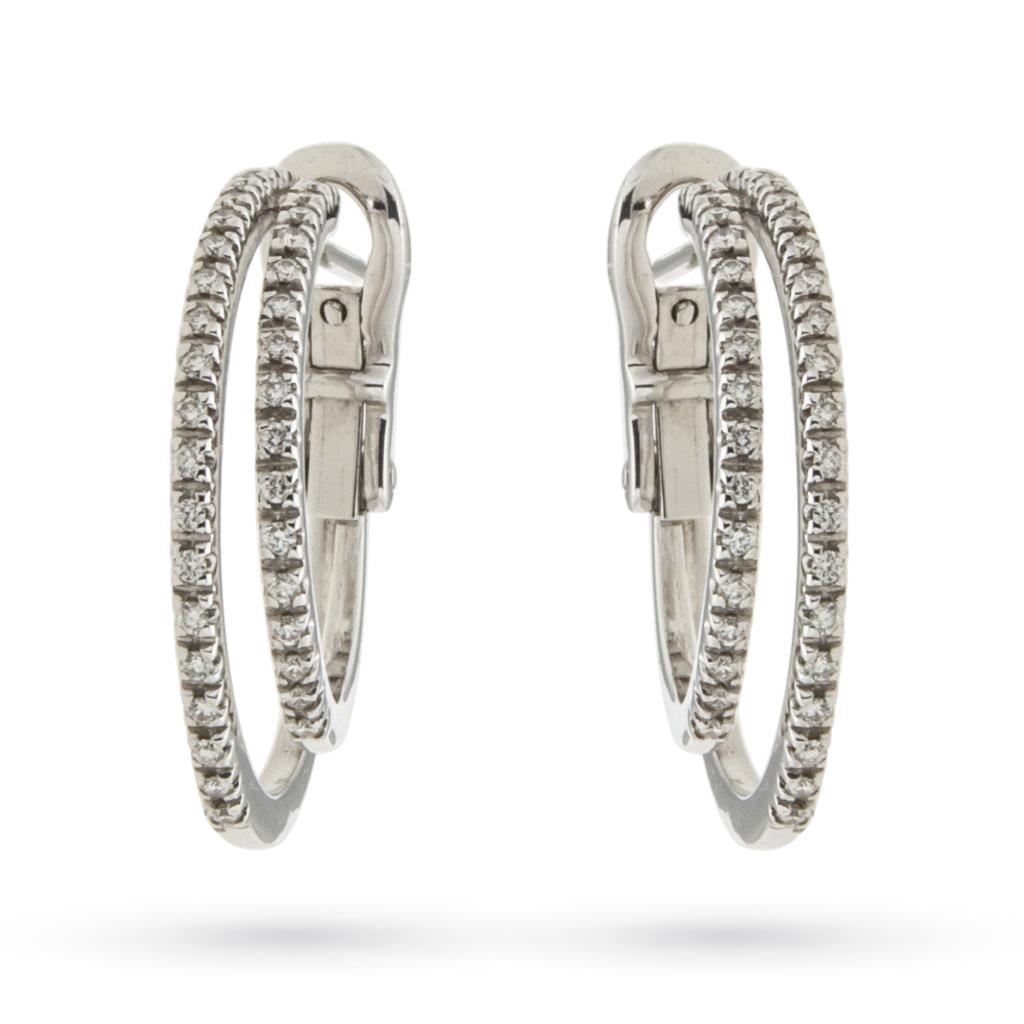 Double hoop earrings in white gold with diamonds Ø2.2cm - LUSSO ITALIANO
