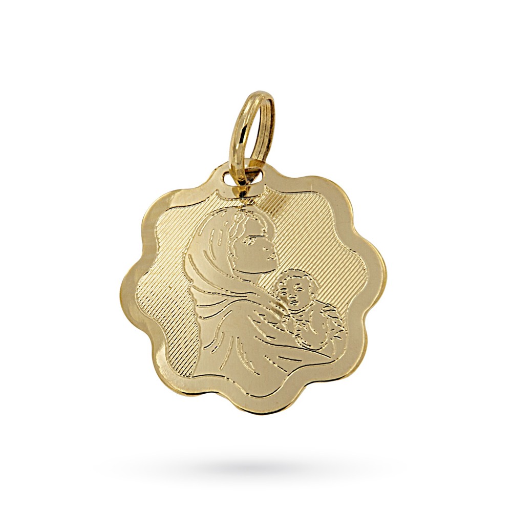 Grande ciondolo con madonna in oro giallo