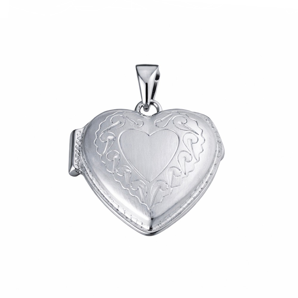 Ciondolo portafoto oro bianco 18kt inciso