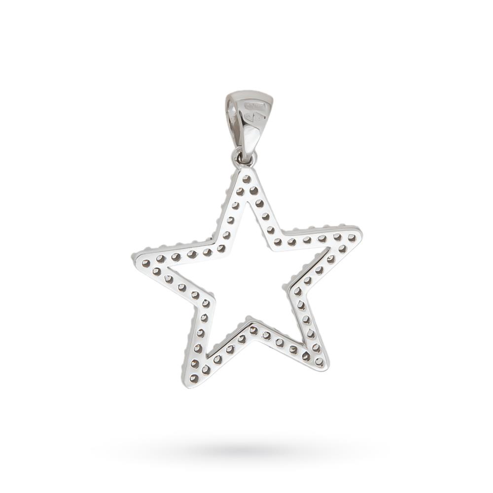 Ciondolo stella oro bianco 18kt zirconi bianchi - LUSSO ITALIANO