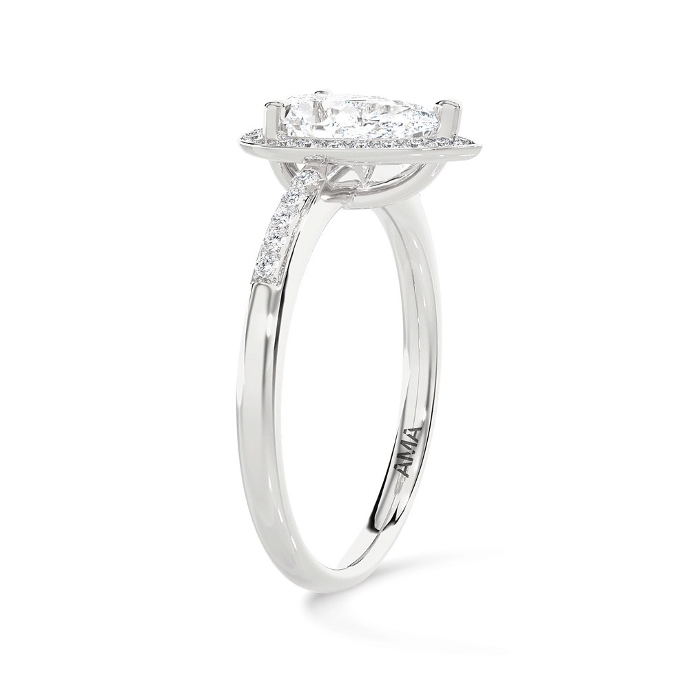  White gold ring with drop-shaped diamond ~1.00 carat Lab-Grown - AMA