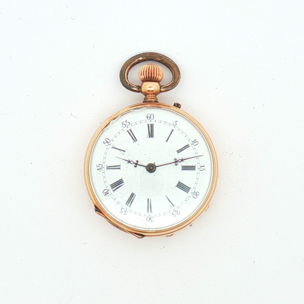 18kt Yellow Gold Pocket Watch Manual Winding White 32.5mm - 