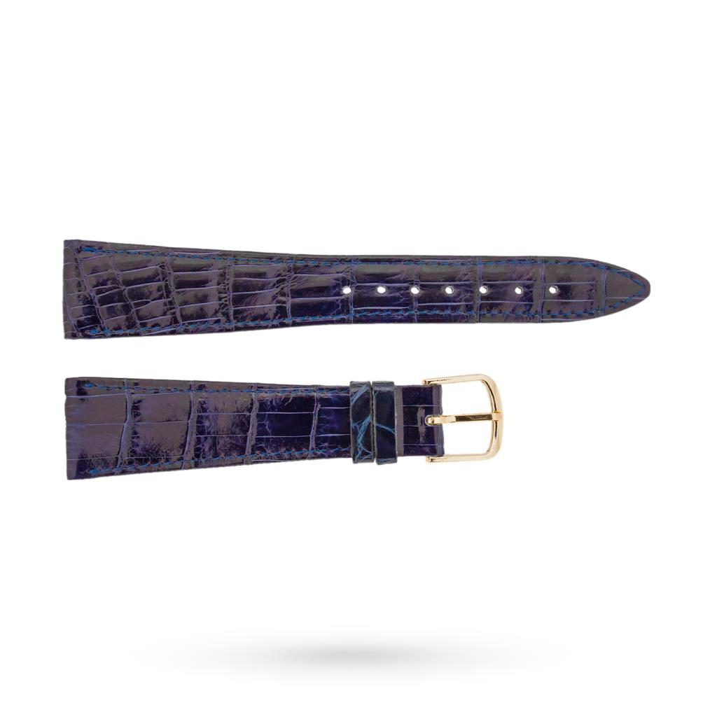 Cinturino coccodrillo blu lucido 20-14mm fibbia dorata - BROS