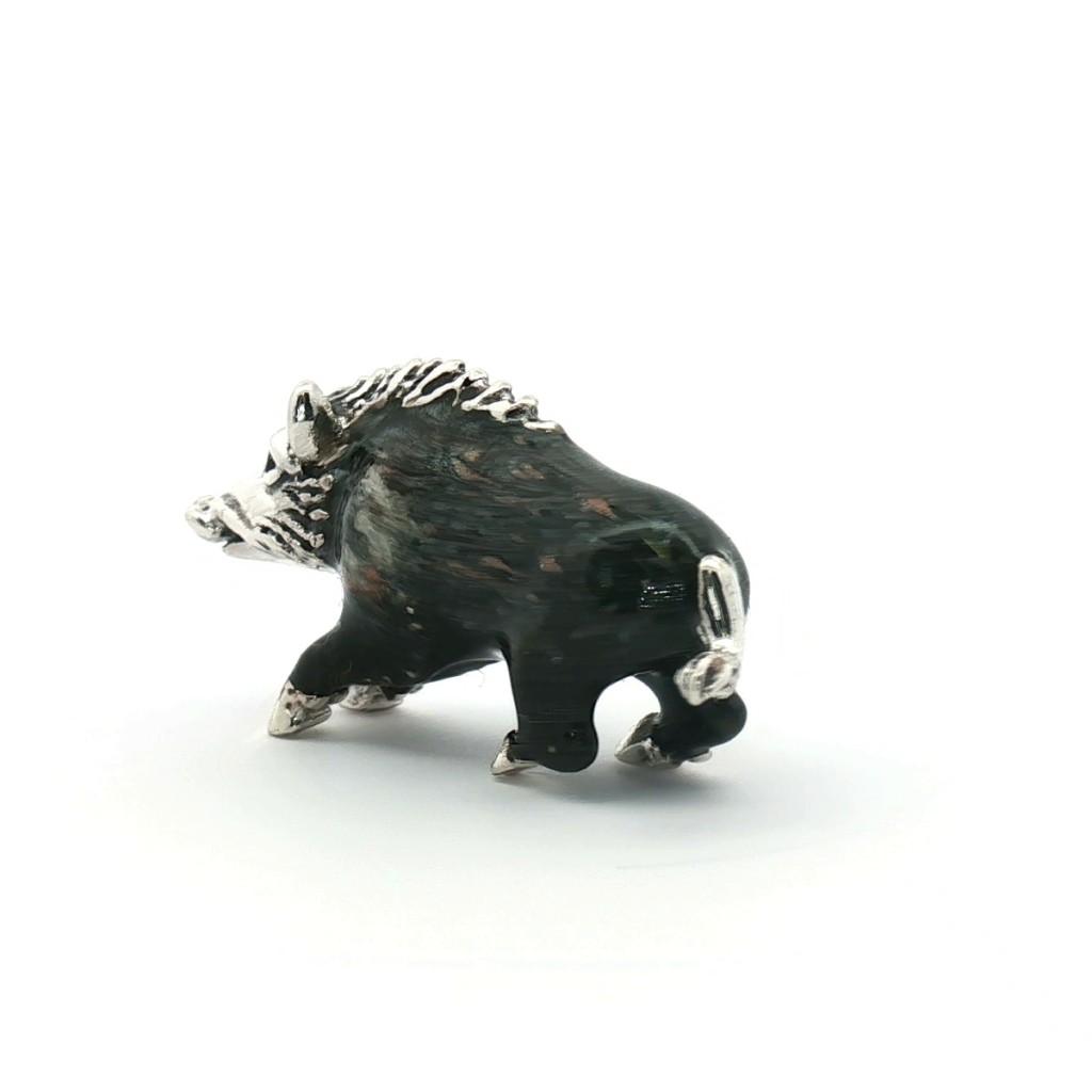  Cinghiale piccolo soprammobile argento 925 smalto - SATURNO