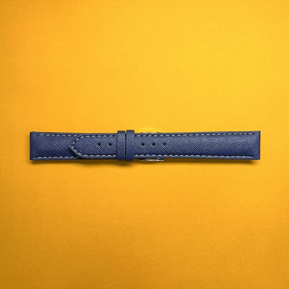 Cinturino artigianale di colore blu per orologi con ansa 18mm