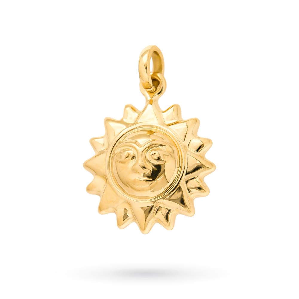 Smiling sun pendant in 18kt yellow gold Ø18,50mm - UNBRANDED