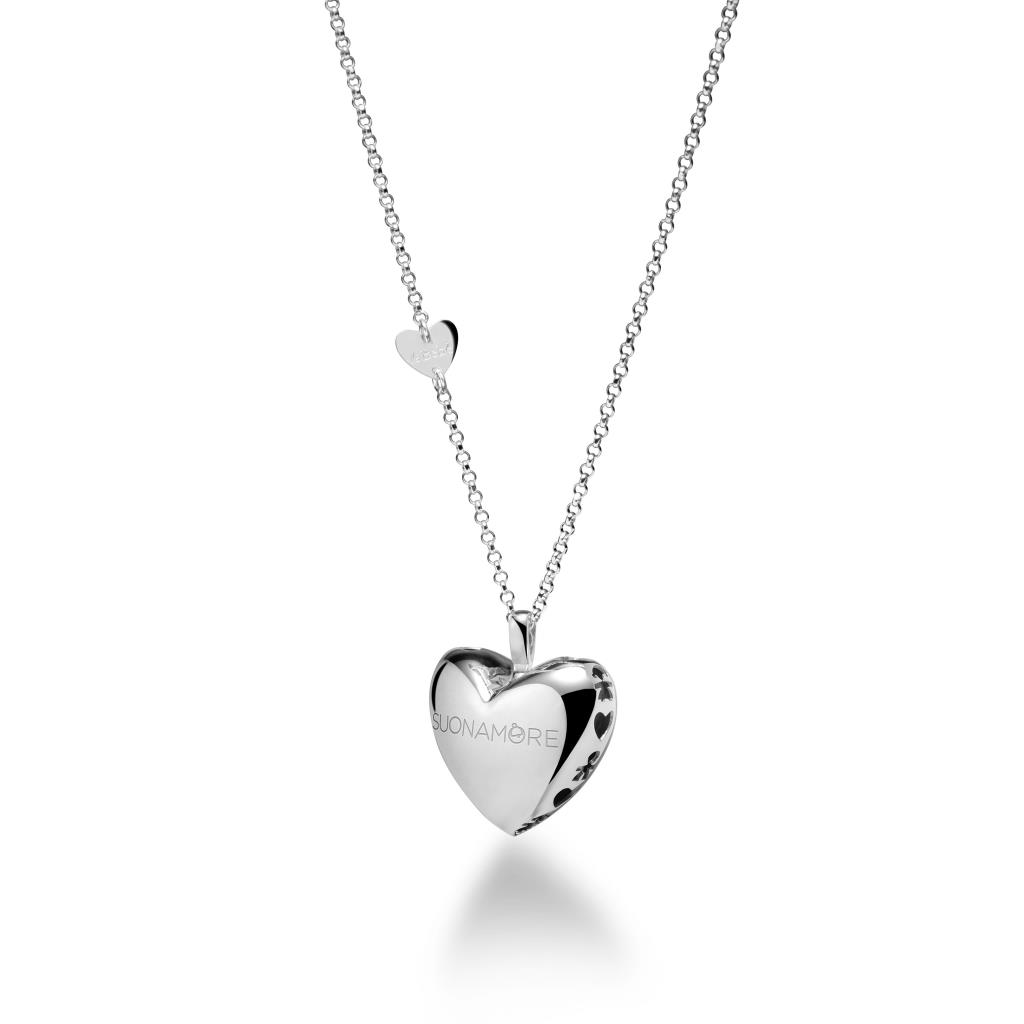  925 sterling silver leBebe SNM013 SuonAmore Hearts charm with silver chain - LE BEBE