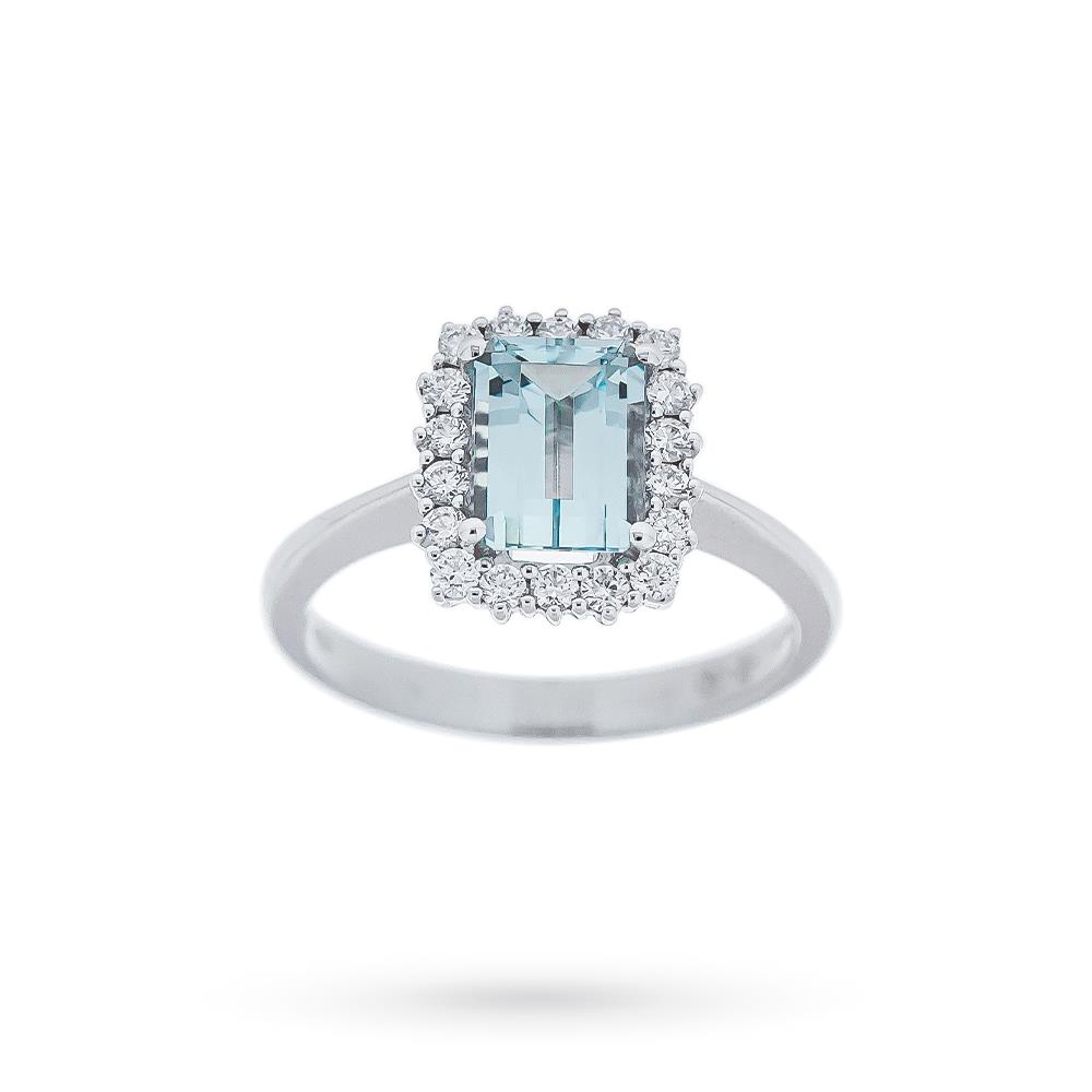 Rectangular aquamarine ring 1.48ct diamonds 0.32ct Mirco Visconti - MIRCO VISCONTI